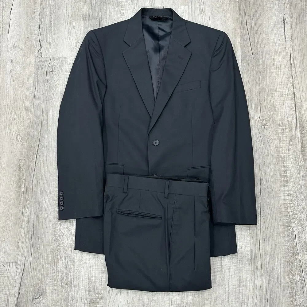 NWT Jos A Bank Suit Jacket 38R Pants 32W Raw Hem Dark Grey Spring Weight